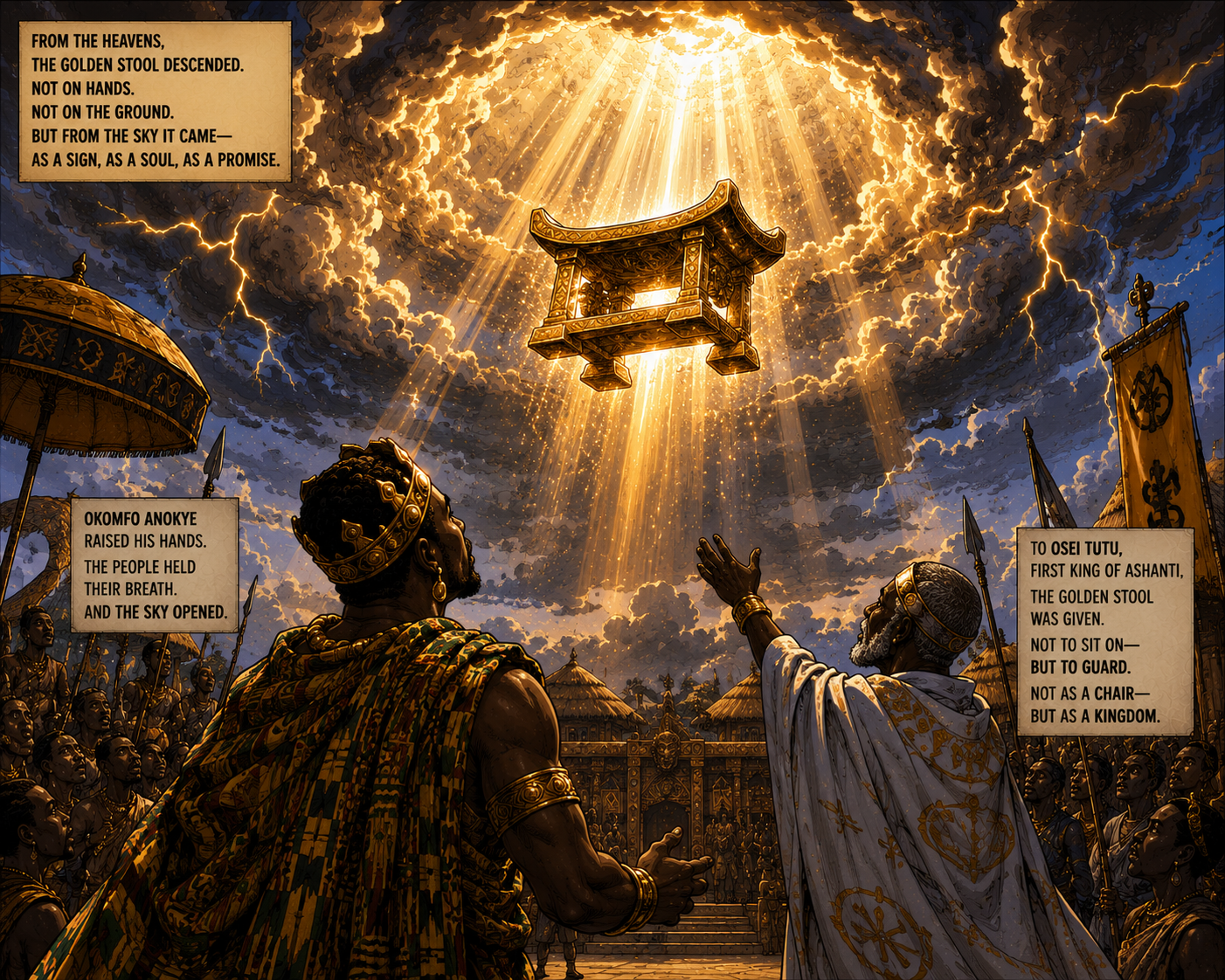 3D rendering of the Golden Stool of the Ashanti Kingdom