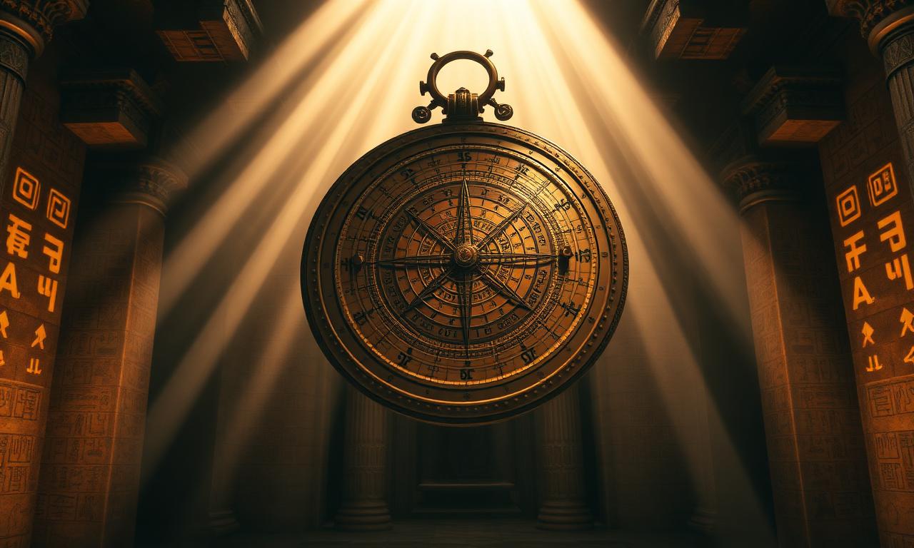 The Celestial Astrolabe radiating beams of light